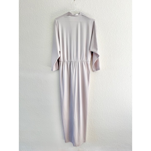 Vintage JCPenney Fashions Maxi Dress Grey V-Neck Minimalist Long Sleeve 18x54 - Picture 6 of 6